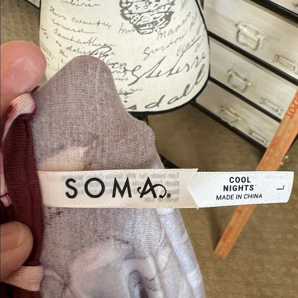 NEW Soma Burgundy Pink Pajama Robe Cool Nights Floral Open Cardigan - Picture 4 of 7